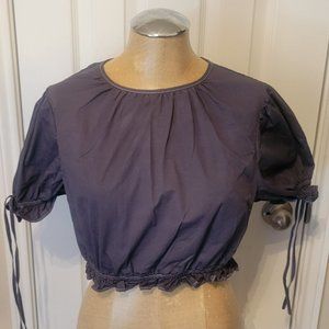 Cropped Gray Glamorous Offe Market Puff-sleeve Top